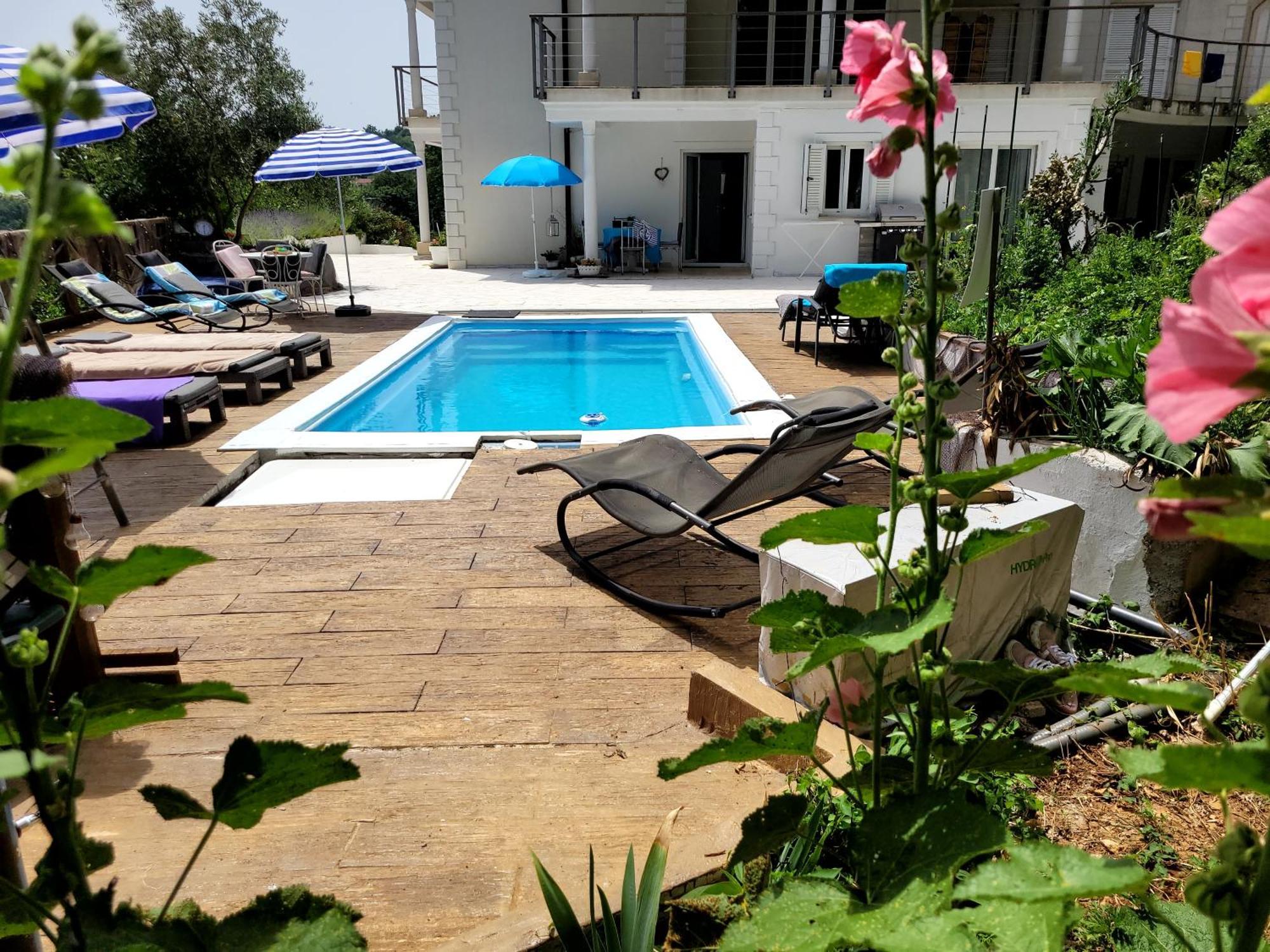 Apartments Chiara Mit Meerblick Und Pool Und Jacuzzi 로브란 외부 사진